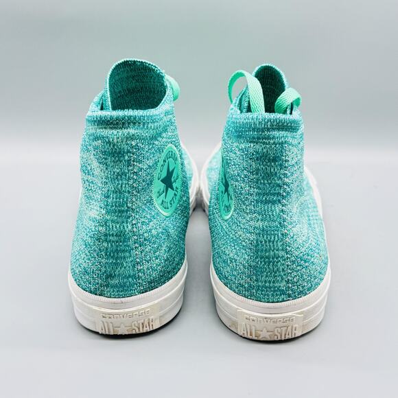 Converse Shoes Mens 9.5 Womens 11.5 Green Knit Chucks High Top All Star Sneakers - Picture 7 of 12
